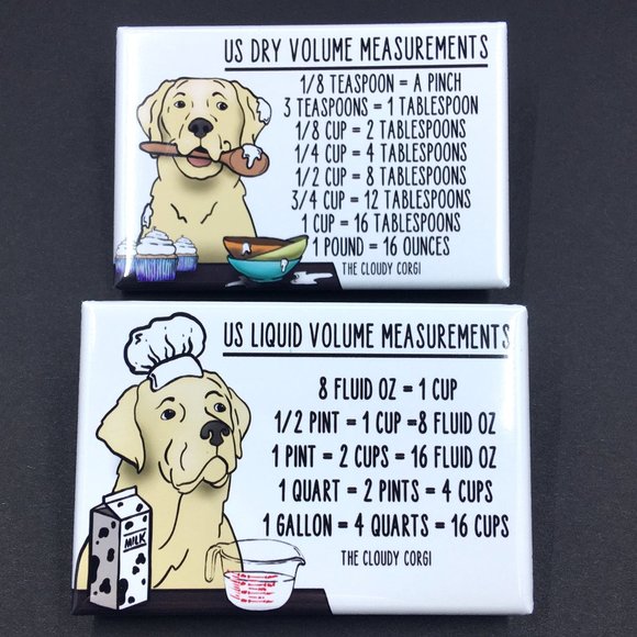Yellow Labrador Retriever Dog Measuring Chart Magnet Set Kitchen Cooking Baking - Picture 1 of 5